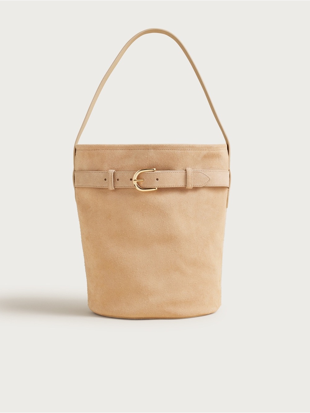 J. Crew Berkeley belted bucket bag in cream suede